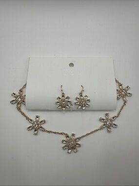 belk Gold-Tone Floral Crystal Necklace and Earring Set